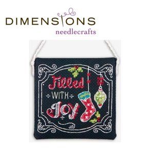 DIMENSIONS CROSS STITCH Kit Christmas Ornament 4"X4" FILLED WITH JOY Craft Gift